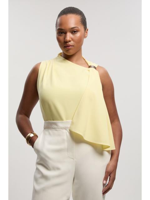 Plus Size Polished Tailored Trim Detail Drape Top
