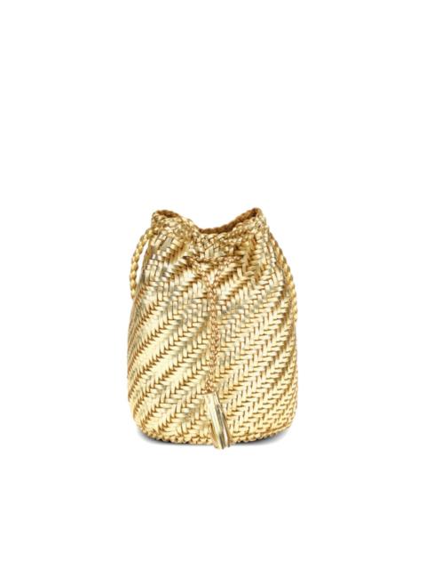 Pompom drawstring-detail bucket bag