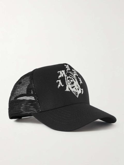 Logo-Embroidered Printed Cotton-Canvas and Mesh Trucker Hat