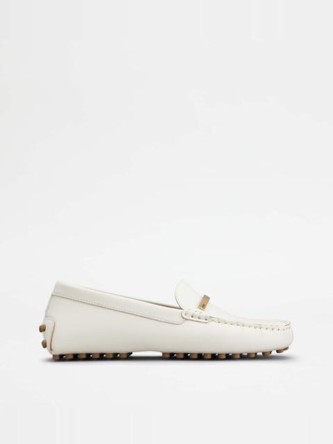 GOMMINO DRIVING SHOES IN LEATHER - WHITE