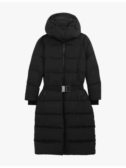Colette Belted-Waist Hooded Puffer Coat