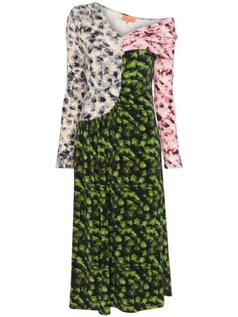 one-shoulder long-sleeves midi dresss