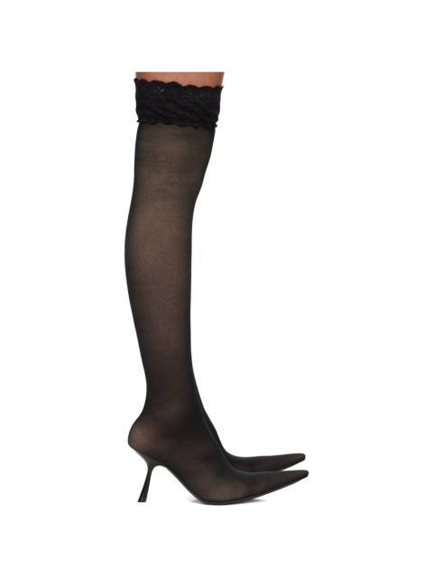 Black Stocking Heeled Tall Boot