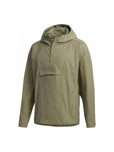 adidas M Tec Anorak Woven Sports Windproof Breathable Jacket Green FM5412