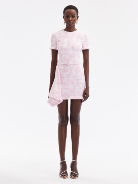 TEXTURED TWEED DRAPED DRESS