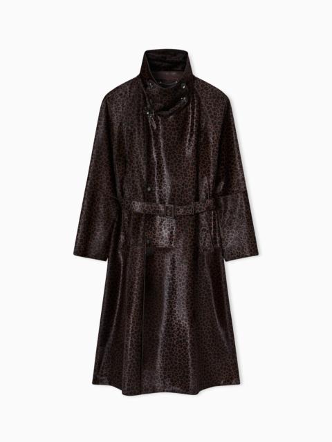 ANIMAL-PRINT PONY HAIR TRENCH COAT