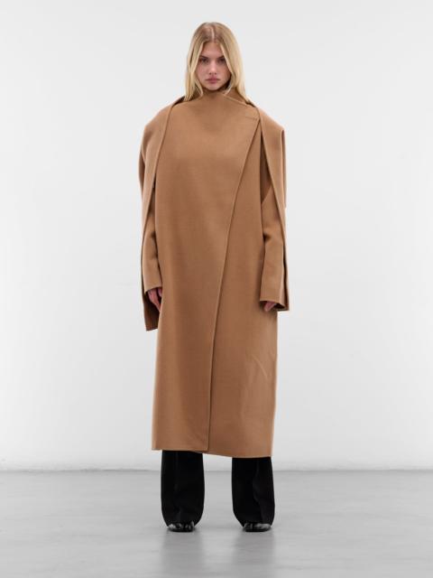 Beige Wool Scarf Neck Coat