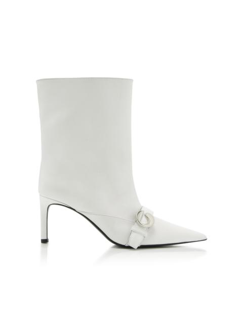 Belt Leather Ankle Boots white