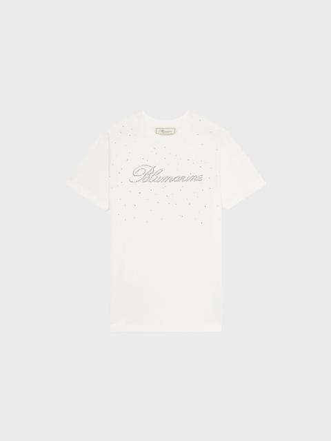 JERSEY T-SHIRT WITH GLASS RHINESTONE LOGO