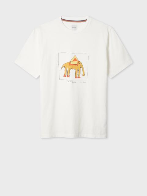 White 'Elephant' Print T-Shirt
