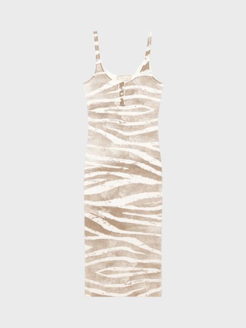 ZEBRA-PRINT RIBBED MIDI DRESS
