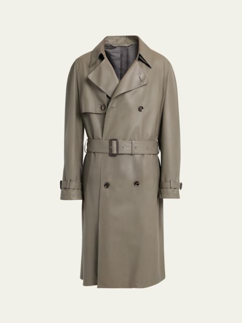 Men's Loden Leather Trench Coat