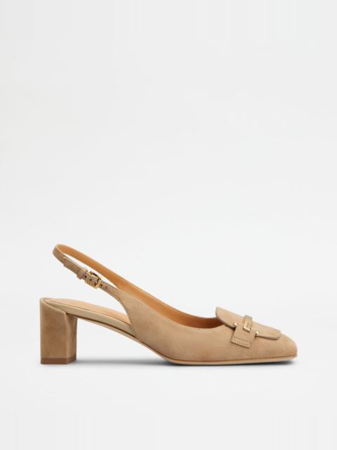 SLINGBACK PUMPS IN SUEDE - BEIGE