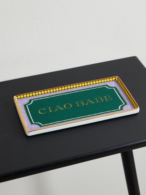 Ciao Babe Printed Gold-plated Porcelain Tray