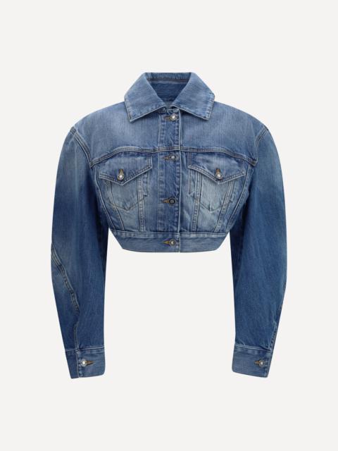 Cropped open-back denim Jacket
