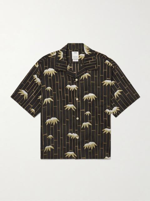 Copa Camp-Collar Printed Silk Shirt Black