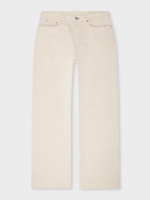Ecru Cotton-Linen Twill Five-Pocket Trousers