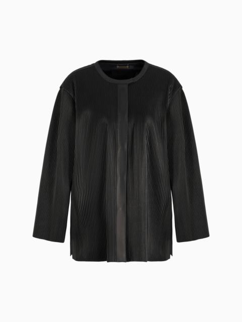 PLEATED NAPPA-LEATHER BLOUSON