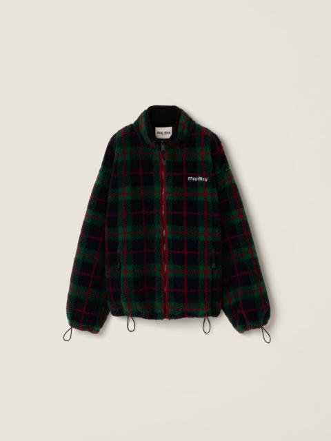 Checked teddy zipper jacket