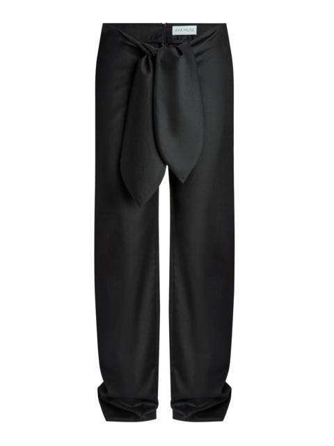 Vest Wool Straight-Leg Pants black