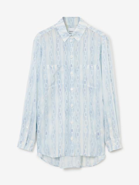 Button-down Collar Chain Print Silk Oversized Shirt