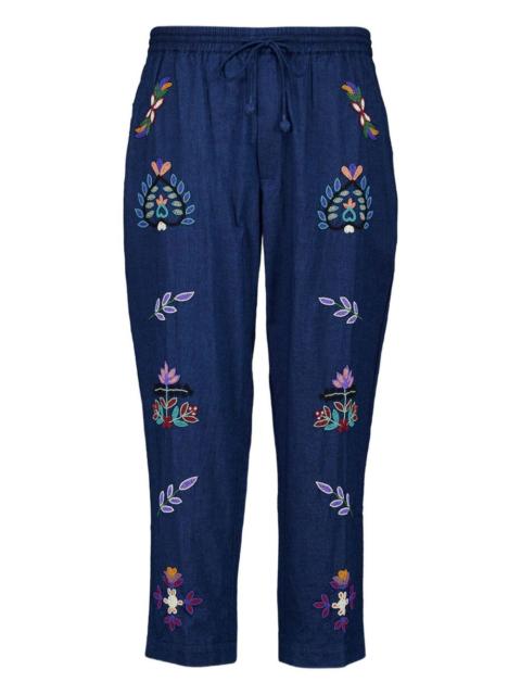 Neon beaded floral trousers