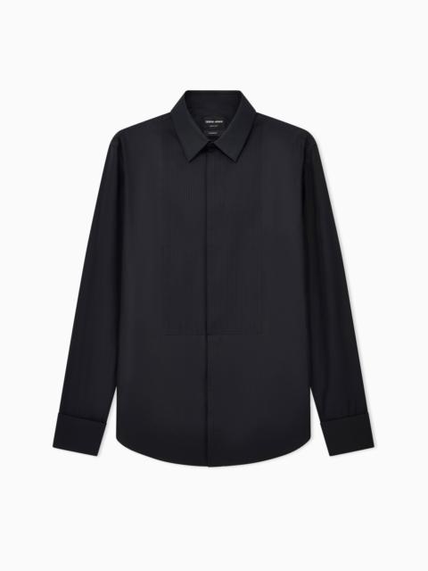 COTTON TUXEDO SHIRT WITH PLEATED DETAIL