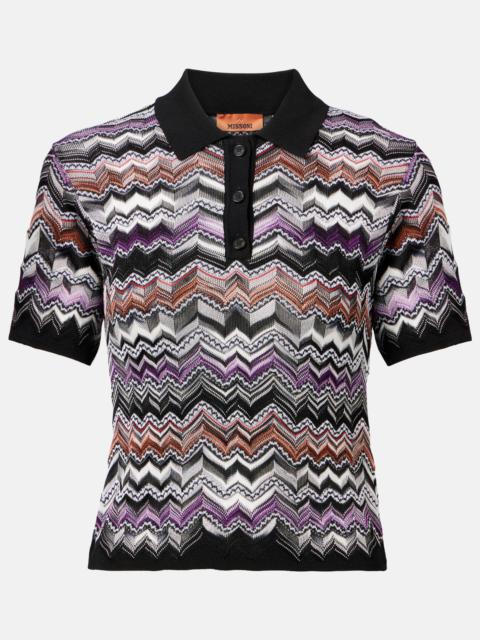 Zigzag knitted polo shirt