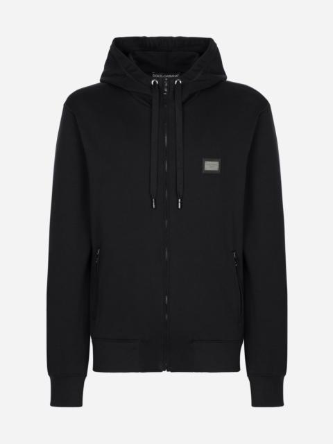 Jersey zip-up hoodie