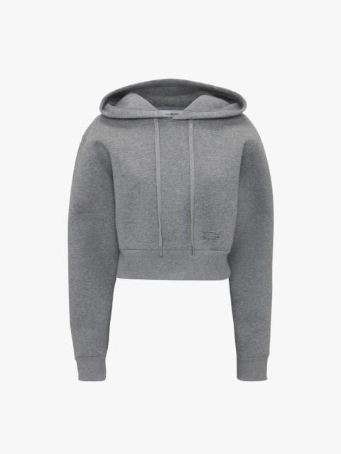 Cropped Structured Hoodie In Grey Marl
