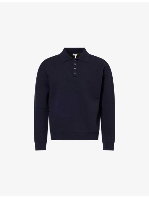 Intarsia-Logo Polo-Collar Wool Jumpers