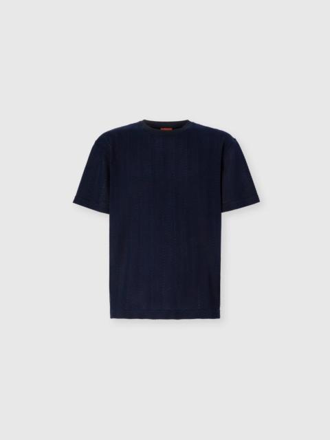 Crew neck t-shirt in cotton-viscose raschel
