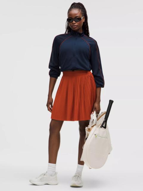 Pleated High-Rise Knee-Length Tennis Skirt