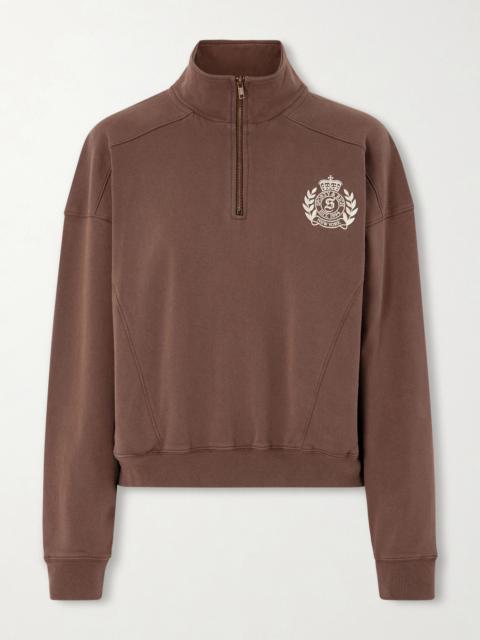 Embroidered Cotton-jersey Half-zip Sweatshirt
