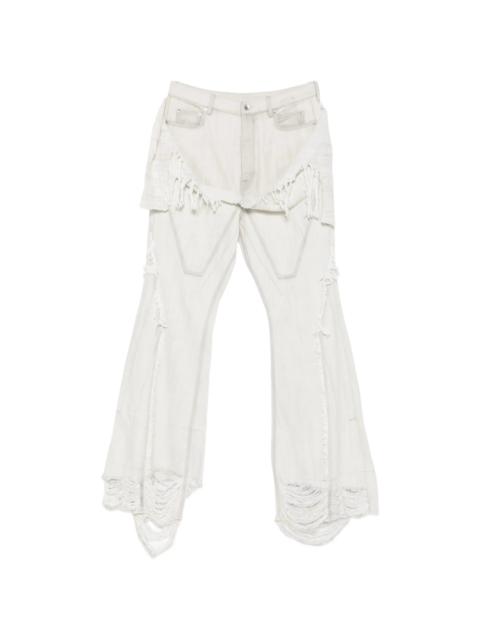 Rick Owens Drkshdw Fringed Distressed Button-fastening Jeans