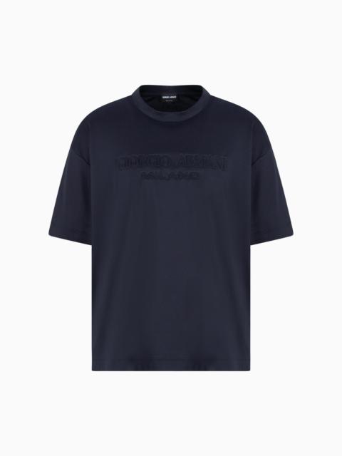 DENIM COLLECTION COTTON T-SHIRT WITH EMBOSSED LOGO