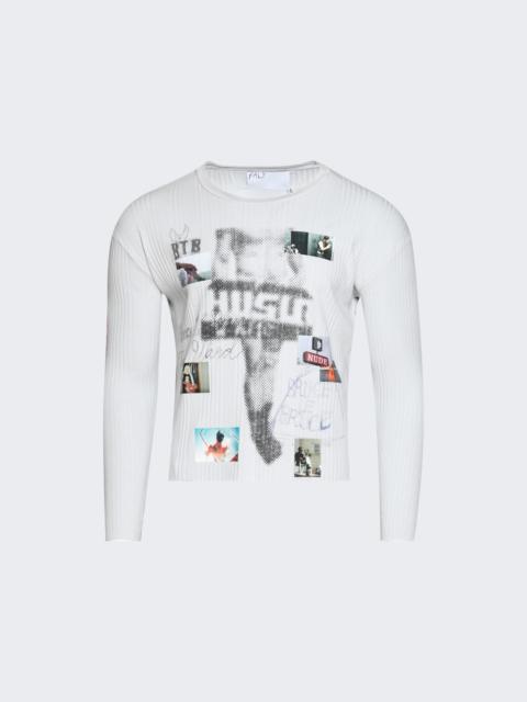 Hustlr Ribbed Long Sleeve Tee White