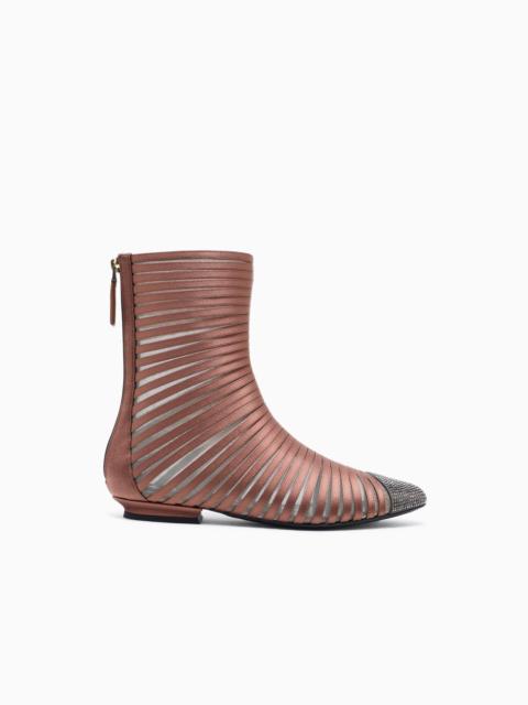 SATIN AND RHINESTONE ANKLE BOOTS