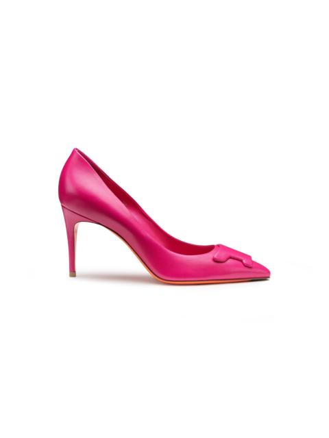 Women's pink leather high-heel Santoni Sibille pump