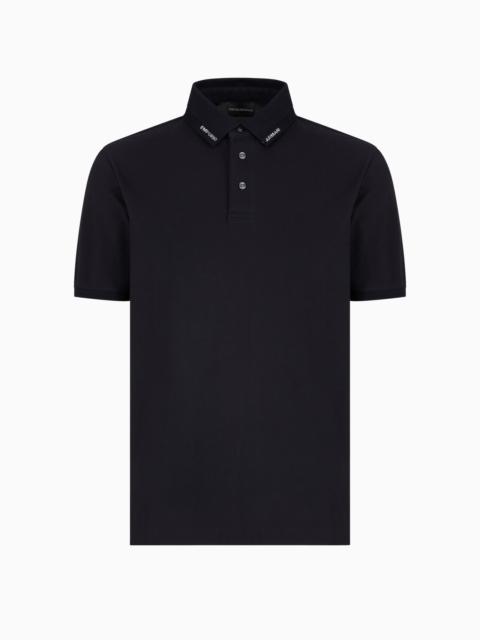 JERSEY POLO SHIRT WITH LOGO COLLAR