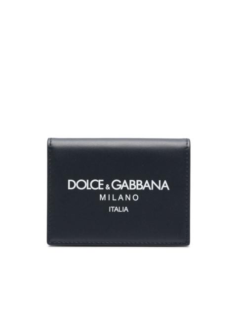 logo-print leather wallet