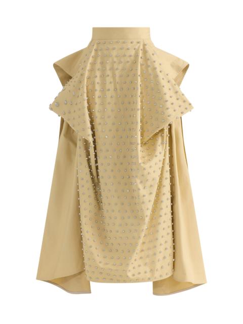 Fleur Studded Cotton Skirt yellow