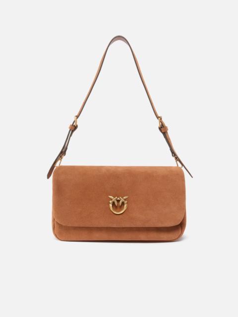 LOVE BAG CLICK SOFT HORIZONTAL HANDLE MEDIUM CROSSBODY BAG IN SUEDE