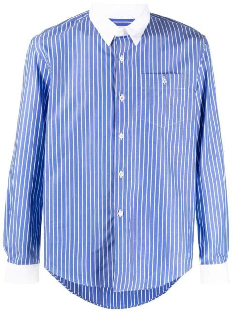 logo-embroidered stripe-print shirt