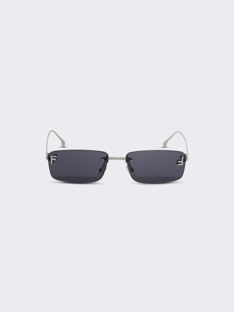 Fendi First Crystal Sunglasses Shiny Light Ruthenium