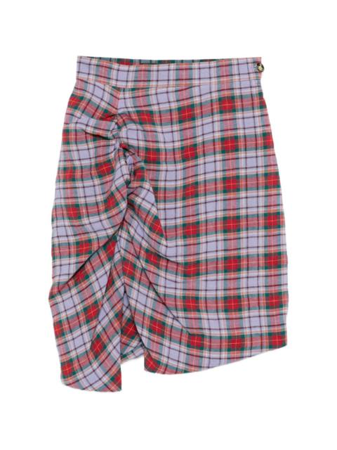 mini Side Panther ruffled tartan skirt