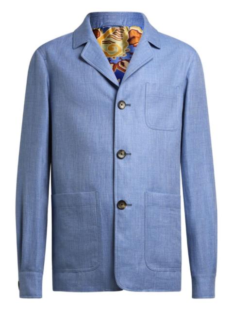 three-button patch-pocket linen jacket