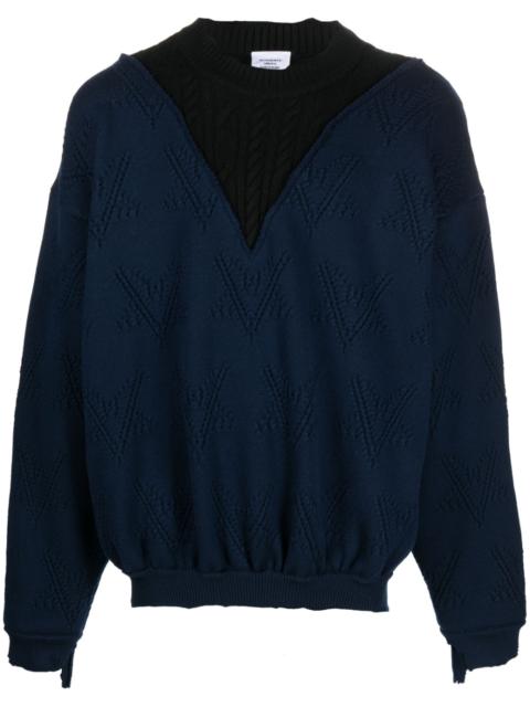 distressed-effect merino jumper