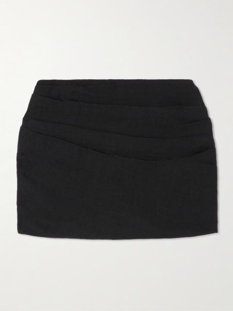 Spetses Draped Organic Linen-gauze Mini Skirt