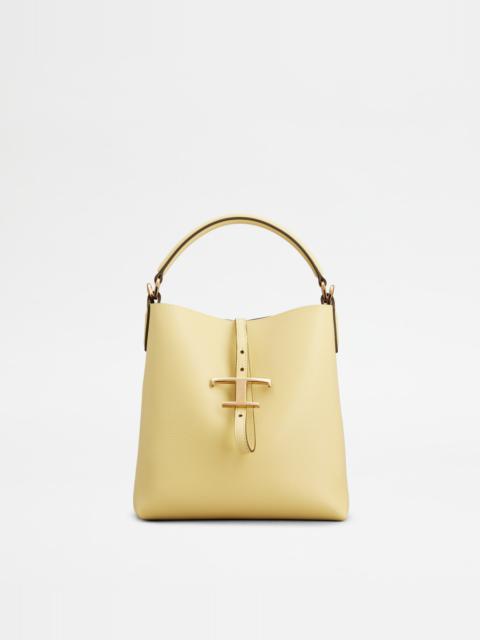 T TIMELESS BUCKET BAG IN LEATHER MINI - YELLOW